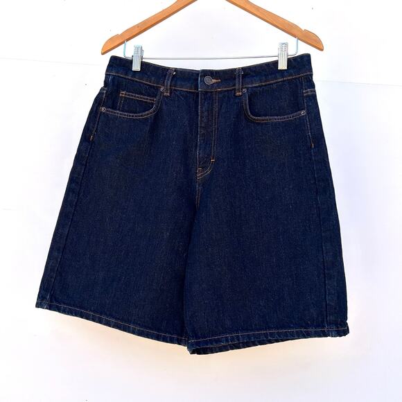 ME+EM Denim Bermuda Long Jean Shorts Jorts Dark Wash Size 29 Me And Em - Picture 3 of 8